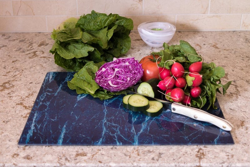 Clever Chef Glass Cutting Board by Clever Chef | Non Slip Cutting Board is Shatter-Resistant, Durable, Stain Resistant, Dishwasher Safe | 12" x 15.75", Marble - Image 4